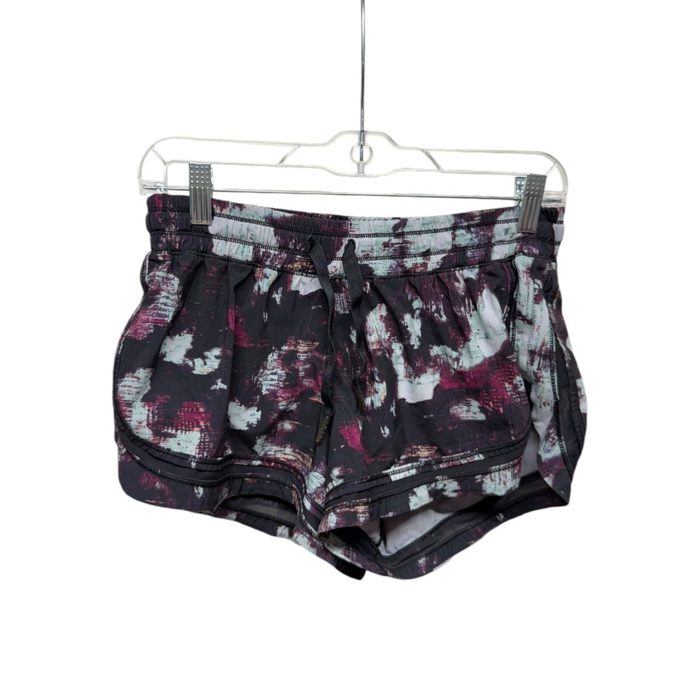 lululemon athletica Black, Purple & White Patterned Athletic Shorts